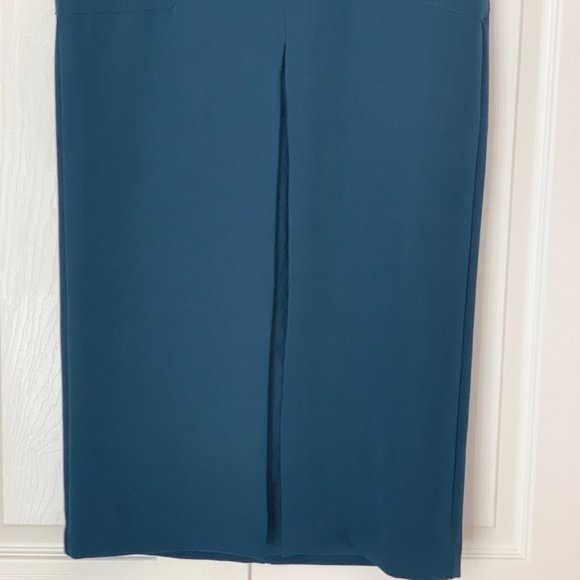 SKIRT FULL LENGTH Teal Blue Unusual Front Slit Cargo Style Pockets Sz 6 - Picture 12 of 14